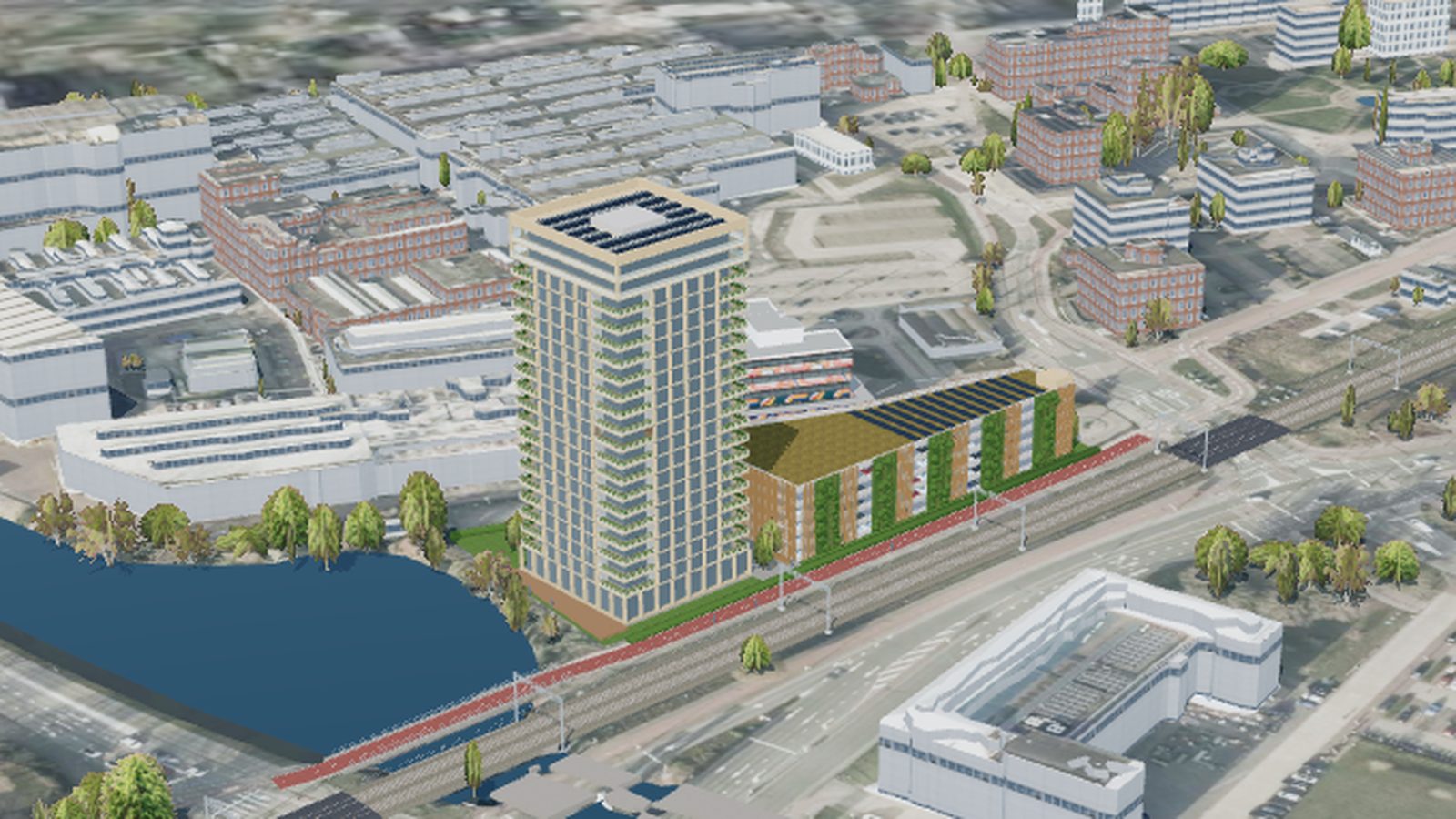 3D-render optie A vanuit hetzelfde standpunt
